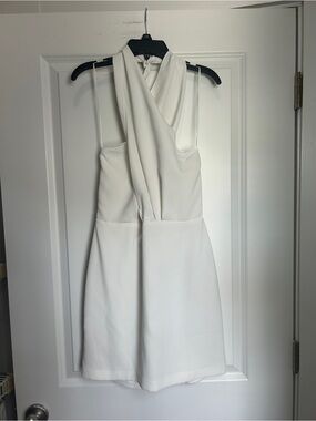 Amanda Uprichard White Backless Halter Mini Dress